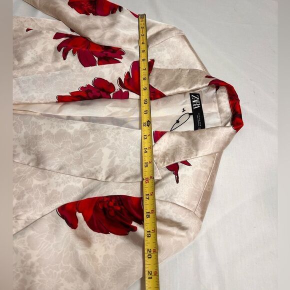 Zara Floral Print Satin Effect Open Blazer New Size Medium - Picture 12 of 16